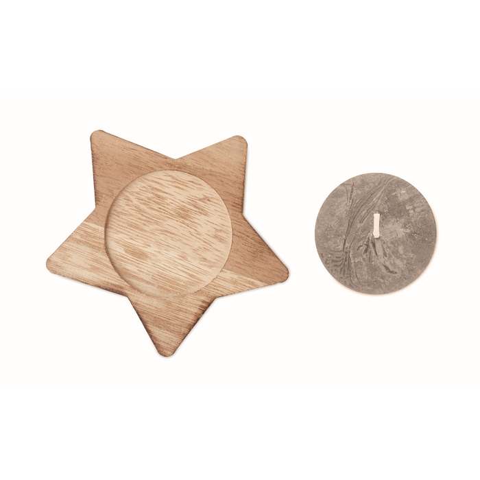 Reklámajándék | Lotus Gyertya csillag fa talpon, szürke