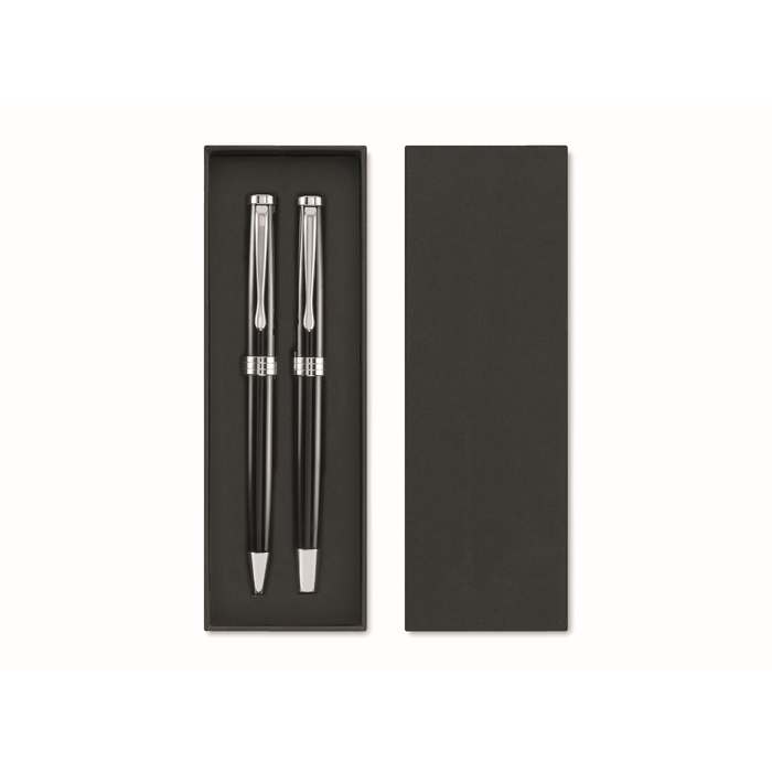 Lyon Set Golyós- és roller toll készlet, fekete | Reklámajándék, reklámtárgy, céges ajándék, egyedi reklámajándék Reklámajándék | Lyon Set Golyós- és roller toll készlet, fekete