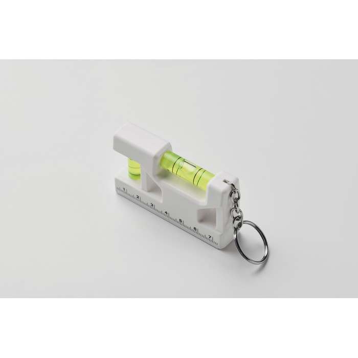 Reklámajándék | Magevel Mágneses vízmérték kulcstartó, fehér