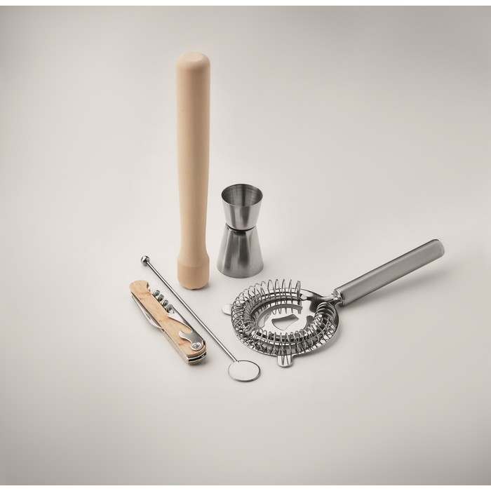 Mai Tai 5 darabos koktélkészlet, ezüst | Reklámajándék, reklámtárgy, céges ajándék, egyedi reklámajándék Reklámajándék | Mai Tai 5 darabos koktélkészlet, ezüst