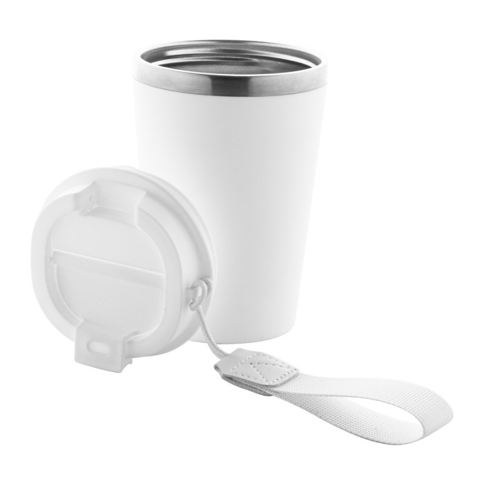 Reklámajándék | Manabi thermo pohár, fehér, 350 ml