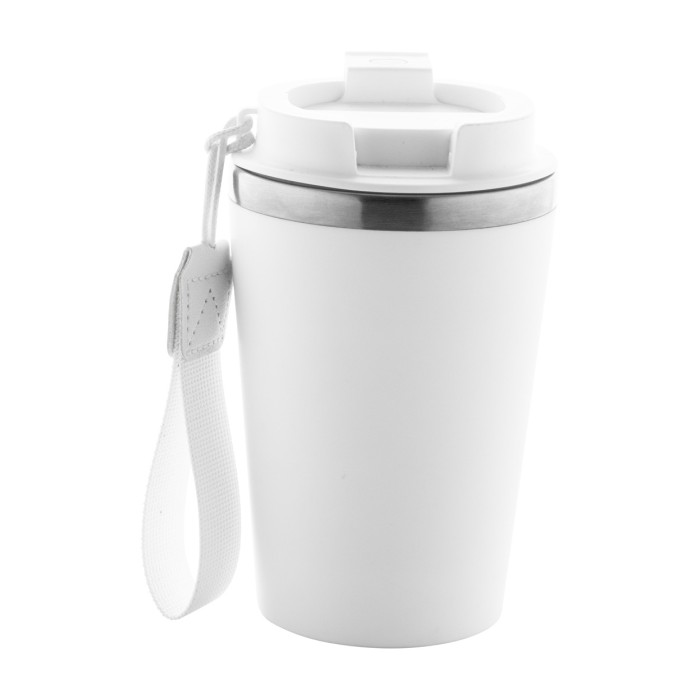 Reklámajándék | Manabi thermo pohár, fehér, 350 ml
