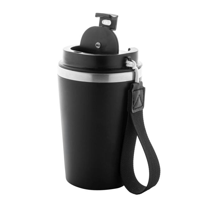 Reklámajándék | Manabi thermo pohár, fekete, 350 ml