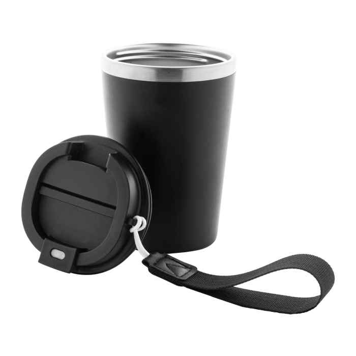 Reklámajándék | Manabi thermo pohár, fekete, 350 ml