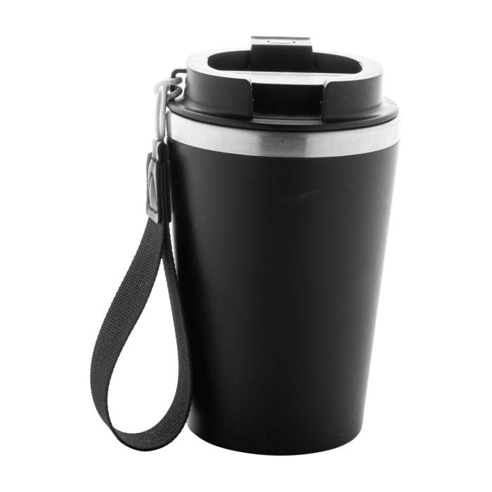 Reklámajándék | Manabi thermo pohár, fekete, 350 ml