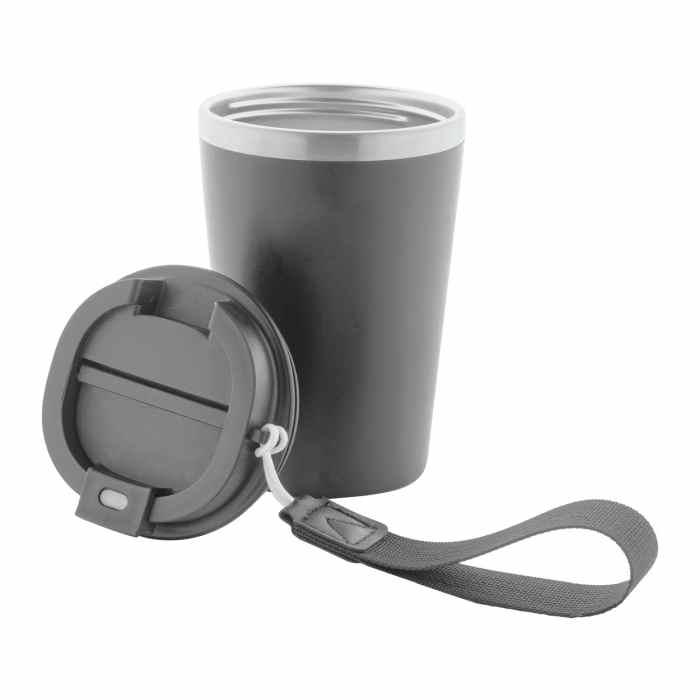Reklámajándék | Manabi thermo pohár, szürke, 350 ml