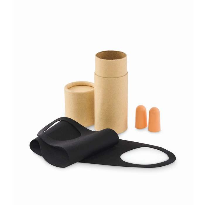 Reklámajándék | Maskset Útiszett papírhenger dobozban, bézs