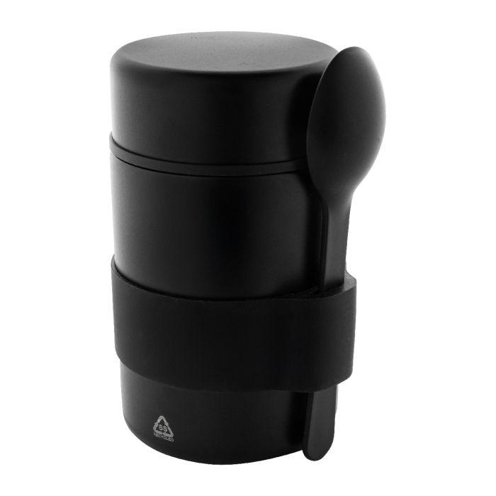 Minestrone újrahasznosított rozsdamentes acél ételdoboz, fekete | Reklámajándék, reklámtárgy, céges ajándék, egyedi reklámajándék Reklámajándék | Minestrone újrahasznosított rozsdamentes acél ételdoboz, fekete