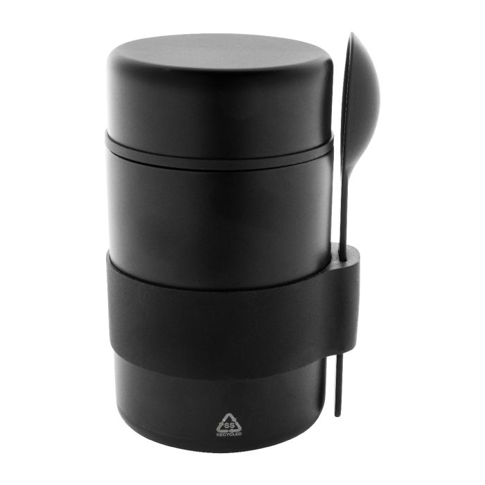 Minestrone újrahasznosított rozsdamentes acél ételdoboz, fekete | Reklámajándék, reklámtárgy, céges ajándék, egyedi reklámajándék Reklámajándék | Minestrone újrahasznosított rozsdamentes acél ételdoboz, fekete
