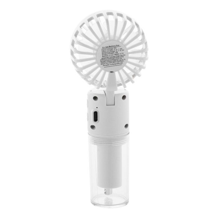 Reklámajándék | Misty újratölthető vízpermetes ventilátor, fehér