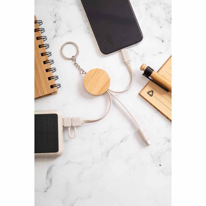 Reklámajándék | Mugory USB töltős kulcstartó, natúr