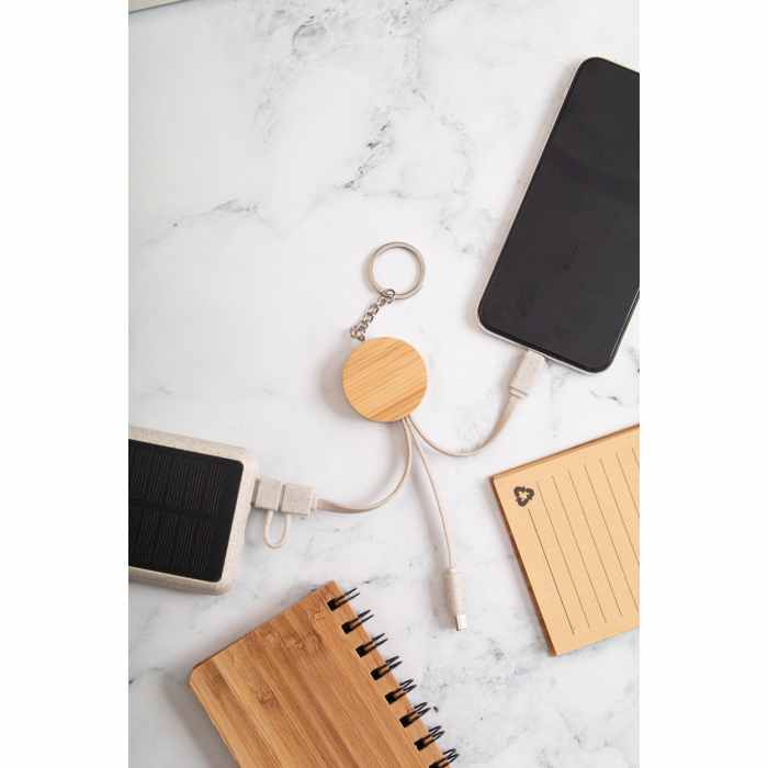 Reklámajándék | Mugory USB töltős kulcstartó, natúr