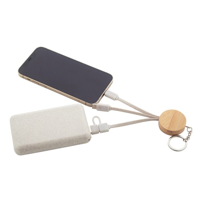Reklámajándék | Mugory USB töltős kulcstartó, natúr