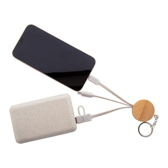 Reklámajándék | Mugory USB töltős kulcstartó, natúr