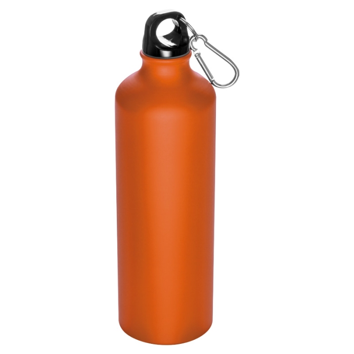 Reklámajándék: Nagy reklám ivópalack karabinerrel, 800 ml, narancssárga