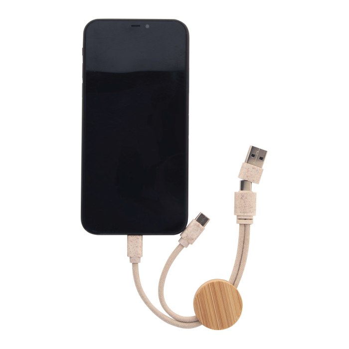 Reklámajándék | Nihon USB töltőkábel, natúr