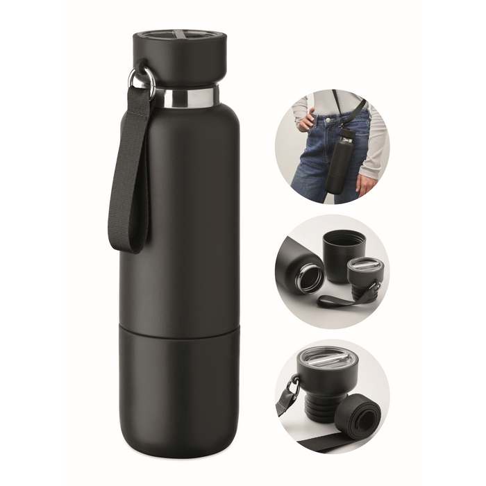 Reklámajándék | Noeka Duplafalú palack 500 ml, fekete