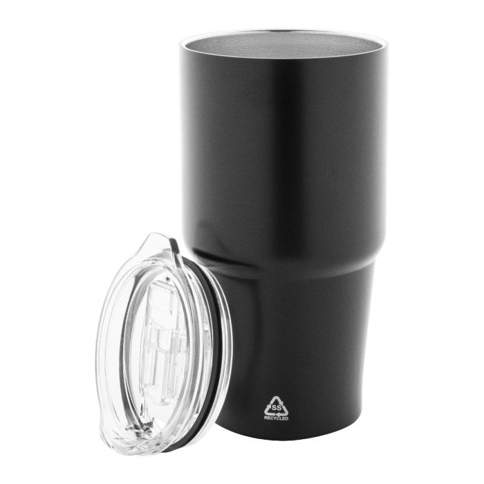 Reklámajándék | Noricano újrahasznosított rozsdamentes acél thermo pohár, fekete