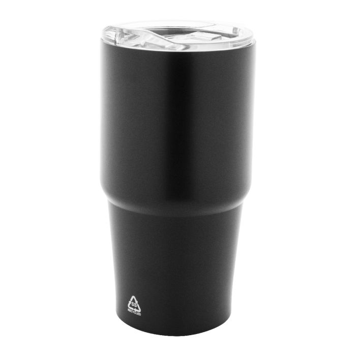 Reklámajándék | Noricano újrahasznosított rozsdamentes acél thermo pohár, fekete