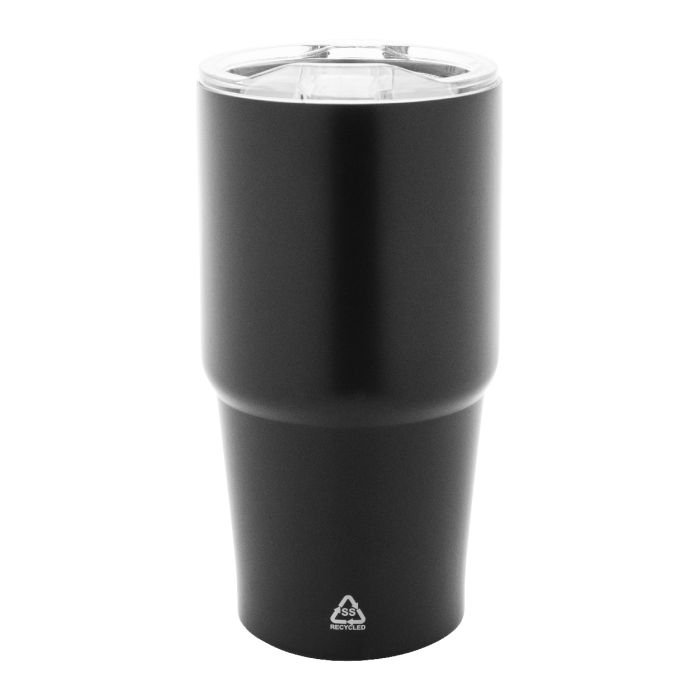 Reklámajándék | Noricano újrahasznosított rozsdamentes acél thermo pohár, fekete