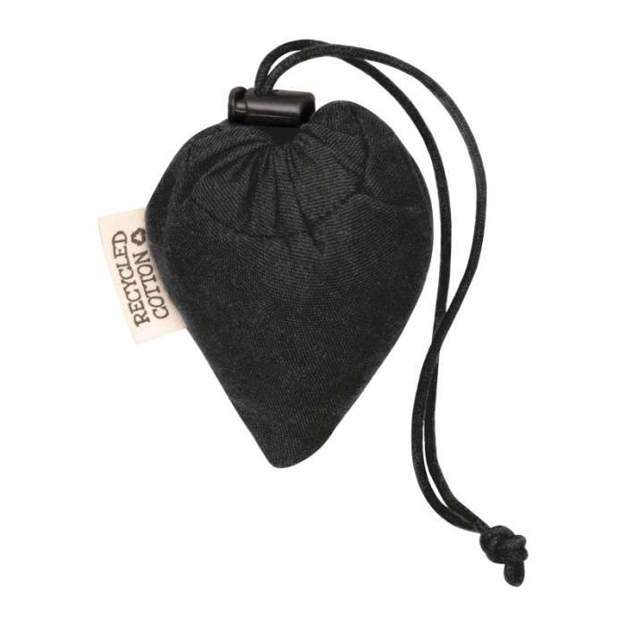 Reklámajándék | Összehajtható újrahasznosított pamut vászontáska, fekete