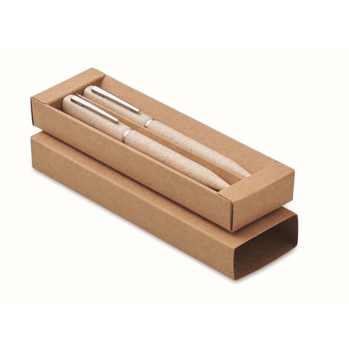 Peat Búzaszalma/ABS tollkészlet, bézs | Reklámajándék, reklámtárgy, céges ajándék, egyedi reklámajándék Reklámajándék | Peat Búzaszalma/ABS tollkészlet, bézs