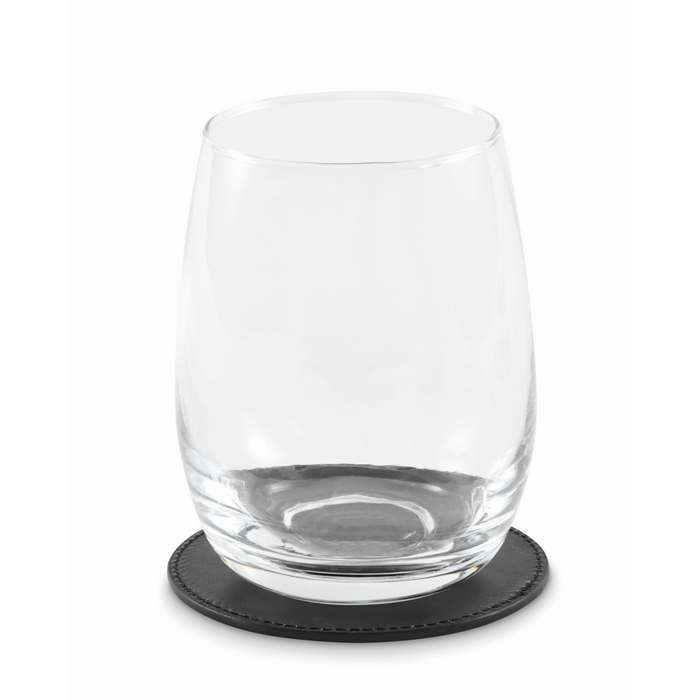 Reklámajándék | Posa Kerek PU poháralátét, fekete