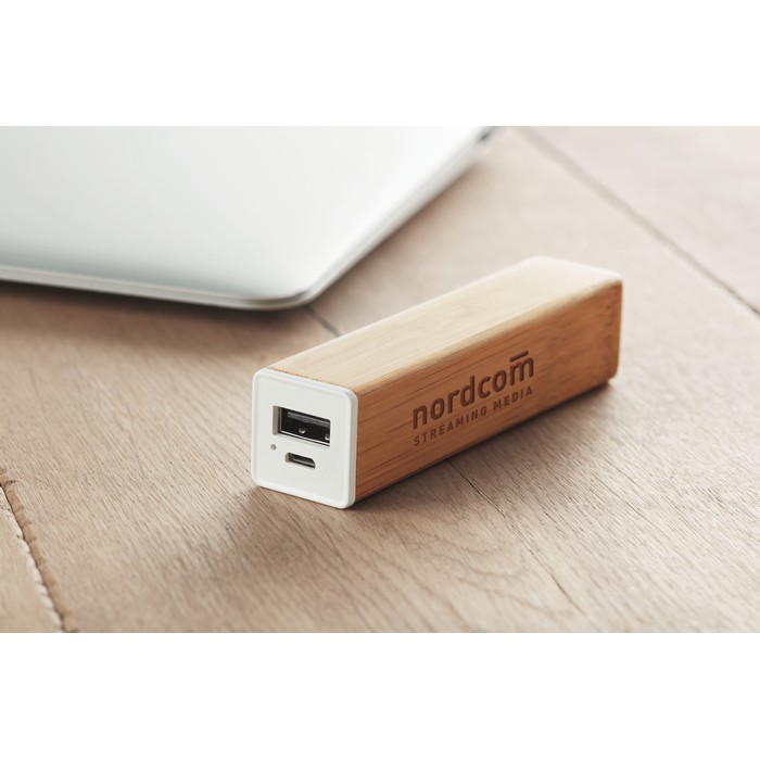 Powerbam 2200 mah bambusz powerbank, natúr