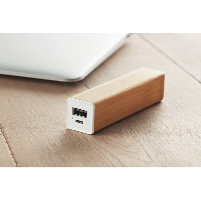 Powerbam 2200 mah bambusz powerbank, natúr