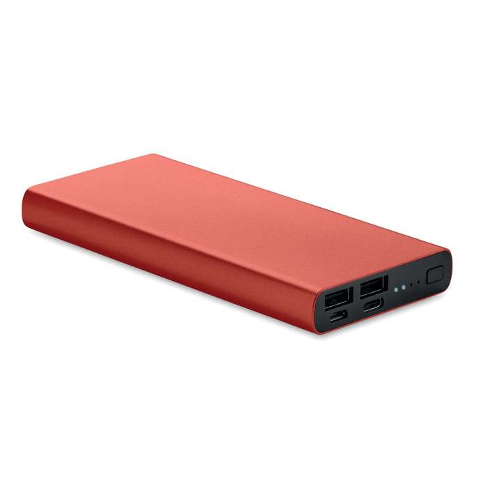 Reklámajándék | Powerflat 8 C 10000 mAh powerbank, bordó