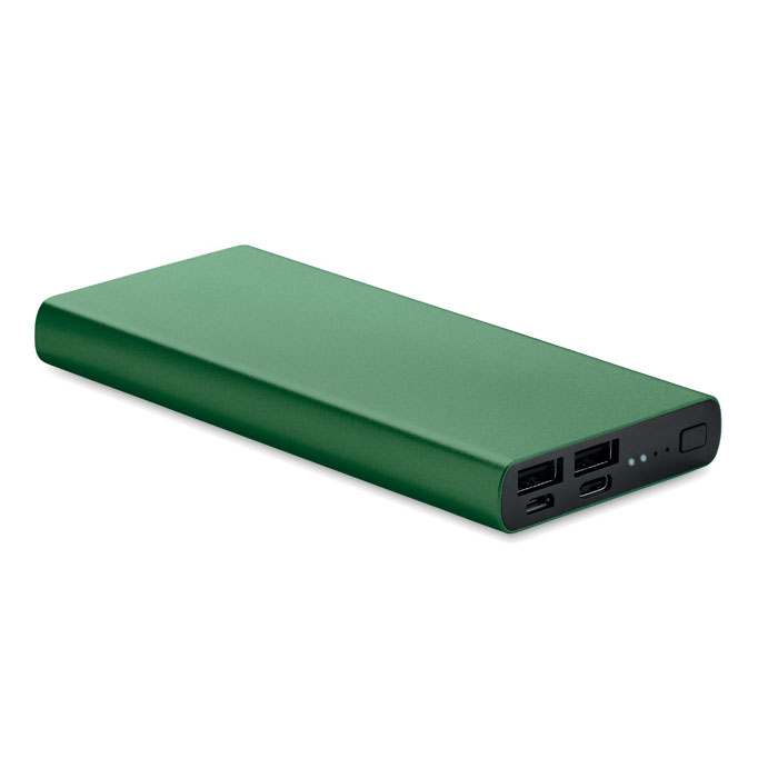 Reklámajándék | Powerflat 8 C 10000 mAh powerbank, sötétzöld