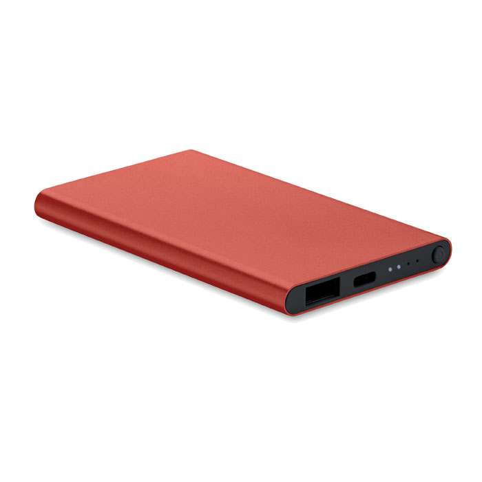 Reklámajándék | Powerflat C 4000 mAh powerbank, C csatl., bordó