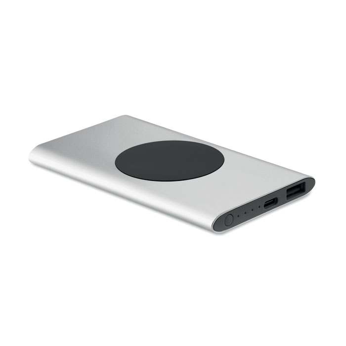 Reklámajándék | Powerplus 5000mAh 15W vez.n. powerbank, ezüst