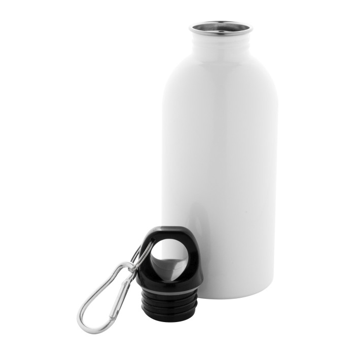 Reklámajándék | Pressuto újrahasznosított rozsdamentes acél kulacs, fehér, 400 ml