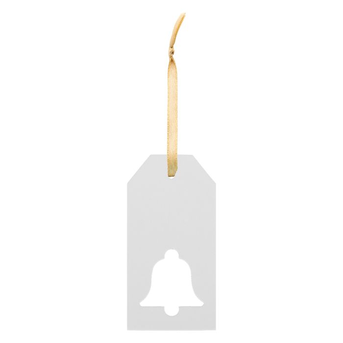 Reklámajándék | PrinTag Plus egyedi ajándékcímke, harang, fehér