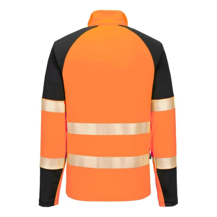 Portwest PW3 Hi-Vis 1/4 cipzáras hosszú ujjú póló, narancs/fekete