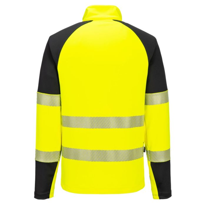 Portwest PW3 Hi-Vis 1/4 cipzáras hosszú ujjú póló, sárga/fekete