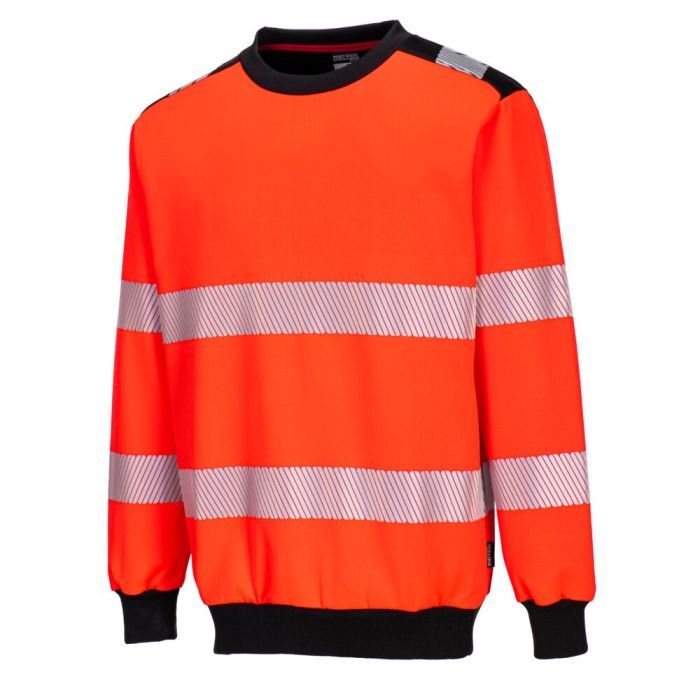 Portwest PW3 HI-VIS KÖRNYAKÚ PULÓVER, piros/fekete | Adgift Reklámajándéktól Portwest PW3 HI-VIS KÖRNYAKÚ PULÓVER, piros/fekete