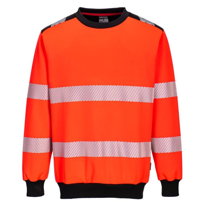 Portwest PW3 HI-VIS KÖRNYAKÚ PULÓVER, piros/fekete | Adgift Reklámajándéktól Portwest PW3 HI-VIS KÖRNYAKÚ PULÓVER, piros/fekete