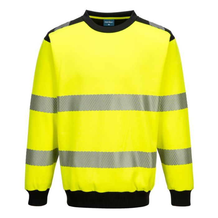 Portwest PW3 HI-VIS KÖRNYAKÚ PULÓVER, sárga/fekete | Adgift Reklámajándéktól Portwest PW3 HI-VIS KÖRNYAKÚ PULÓVER, sárga/fekete