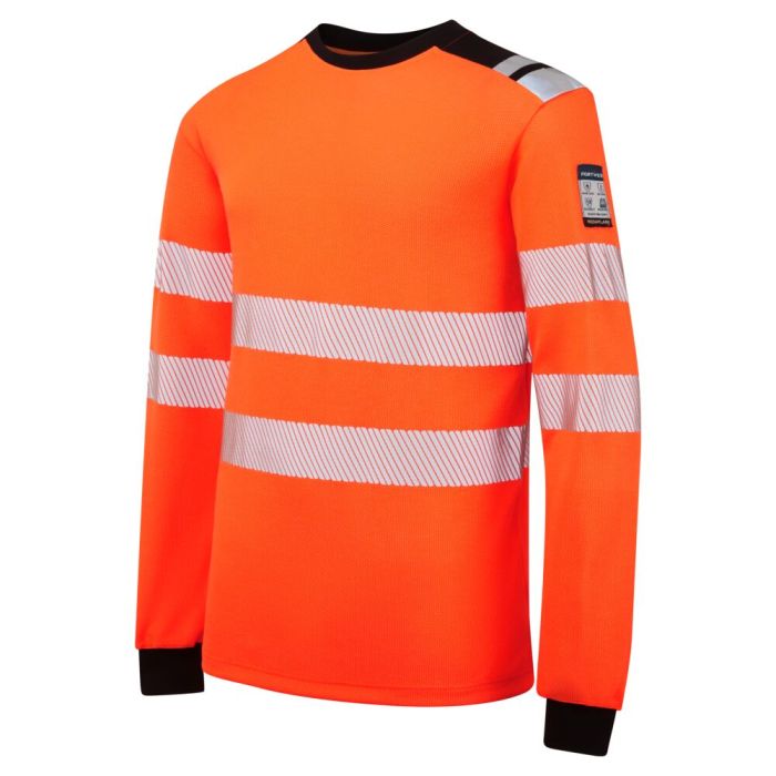 Portwest PW3 Modaflame Knit HVO FR hosszú ujjú póló, narancs/fekete