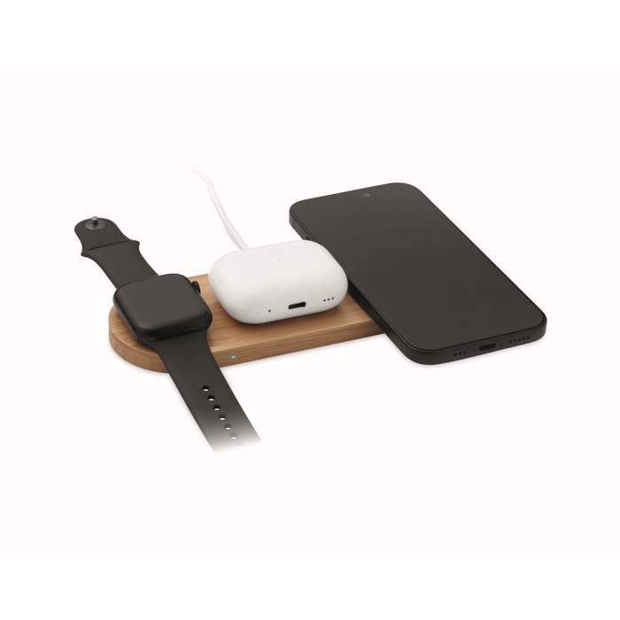 Reklámajándék | Recpad 3 az 1-ben 15W vez.nélk. töltő, natúr