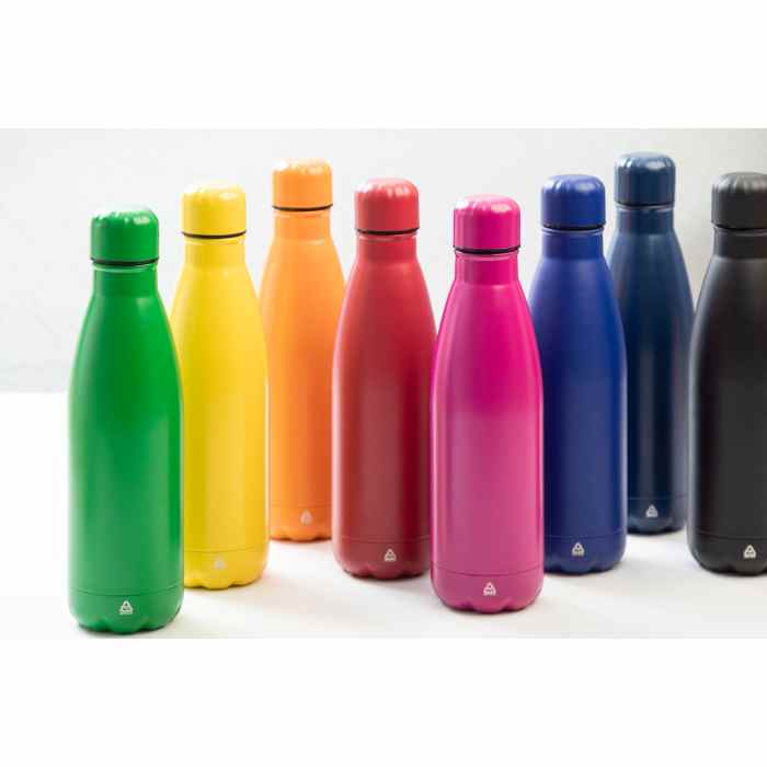 Reklámajándék | Refill újrahasznosított rozsdamentes acél kulacs, narancssárga, 790 ml