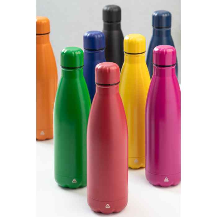 Reklámajándék | Refill újrahasznosított rozsdamentes acél kulacs, narancssárga, 790 ml