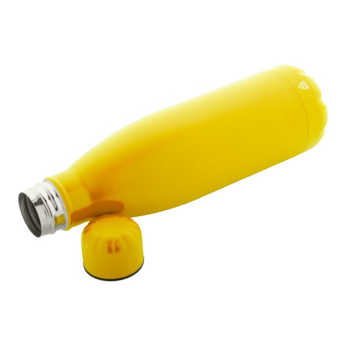 Reklámajándék | Refill újrahasznosított rozsdamentes acél kulacs, sárga, 790 ml