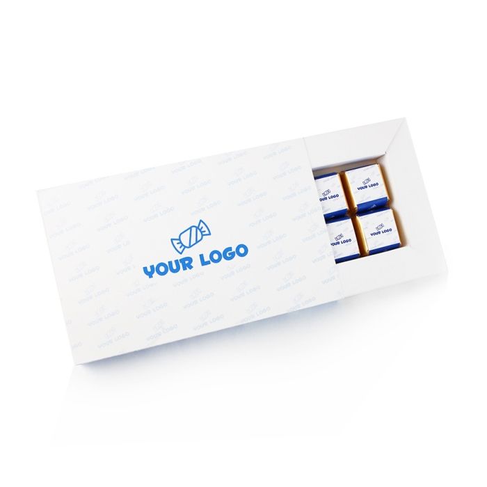 Reklám pralinék logózott dobozban