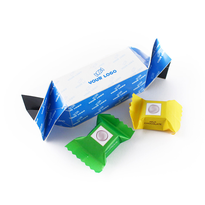 Feliratozható Dobozos Reklámédesség cégeknek: Csokikockák egyedi dobozkában Emblémázható Céges Csoki: Csokikockák egyedi dobozkában