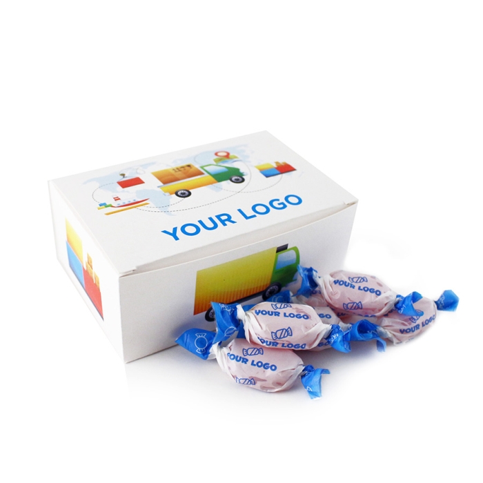 Emblémázható Céges Csoki: Reklámcukor egyedi papírdobozban