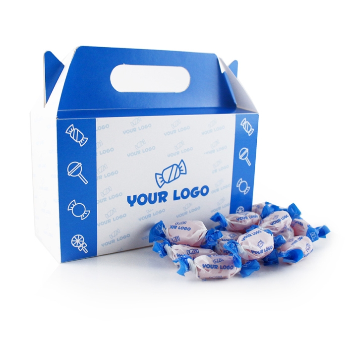 Kreatív Reklámédesség: Reklámcukor emlémázott papírdobozban