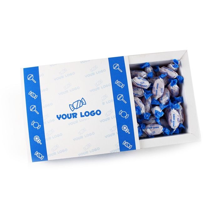 Kreatív Reklámédesség: Reklámcukor logózott papírdobozban